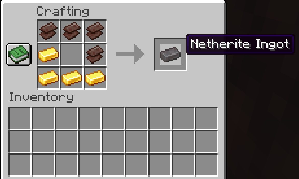 Crafting netherite ingot recipe