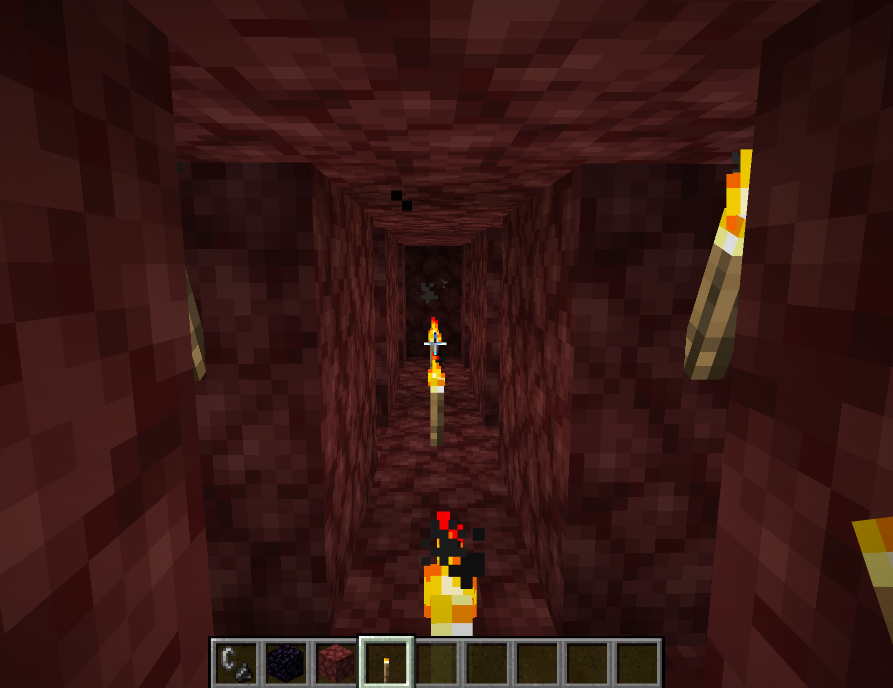 Branch mining pattern in the Nether